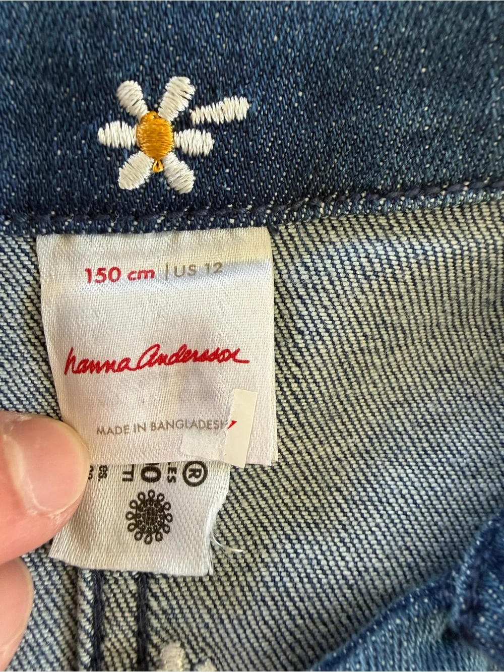 Hanna Andersson Embroidered Daisy Denim - Blue